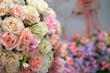 The arrangement of bunch of decorative flowers