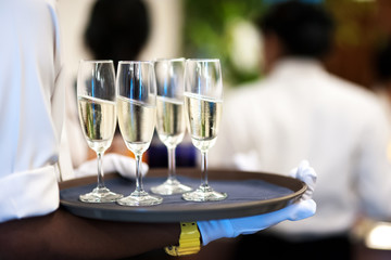 Waiter service white wine