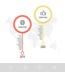 Vector template circle infographics. Business concept with 2 options and parts. Two steps for diagrams, flowchart, timeline
