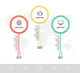 Vector template circle infographics. Business concept with 3 options and parts. Three steps for content, flowchart, timeline, levels