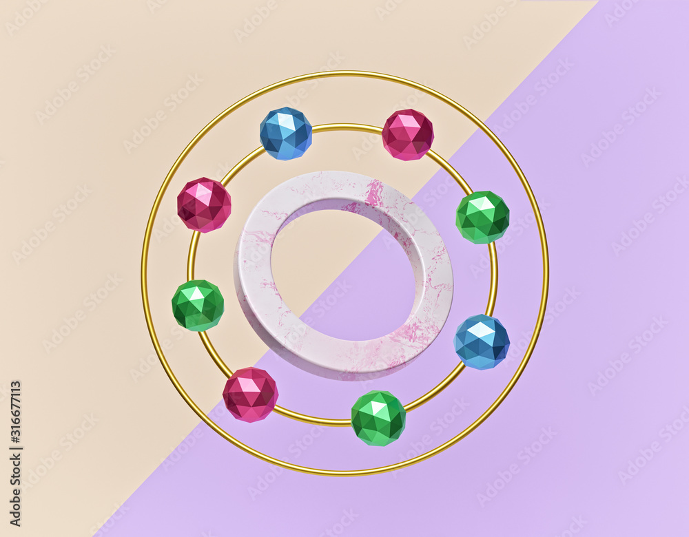 Poster minimal abstract geometric shapes floating background. 3d rendering