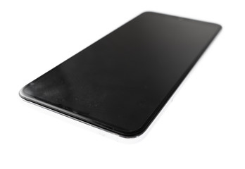 Black screen smartphone on a white background