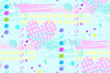 the heart pattern is drawn in the free hand style on blue background