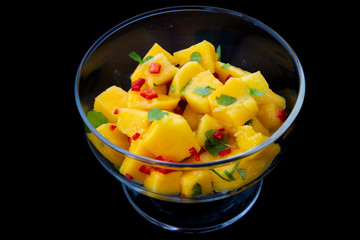 mango chunks with red chiilli and mint
