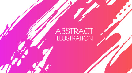 Color gradient ink brush stroke on white background. Japanese style.