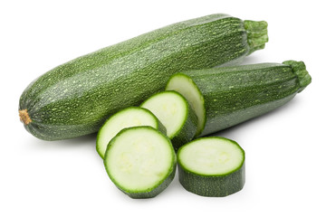 Zucchini (cucumber) isolated on white with clipping path.