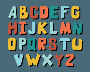 Cosmic children alphabet, different colors - vector illustration EPS 10