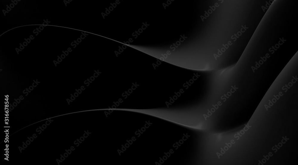 Leinwandbilder Abstract of dark smooth shape for architectural conceptual, Curve line ,free form. 3D rendering