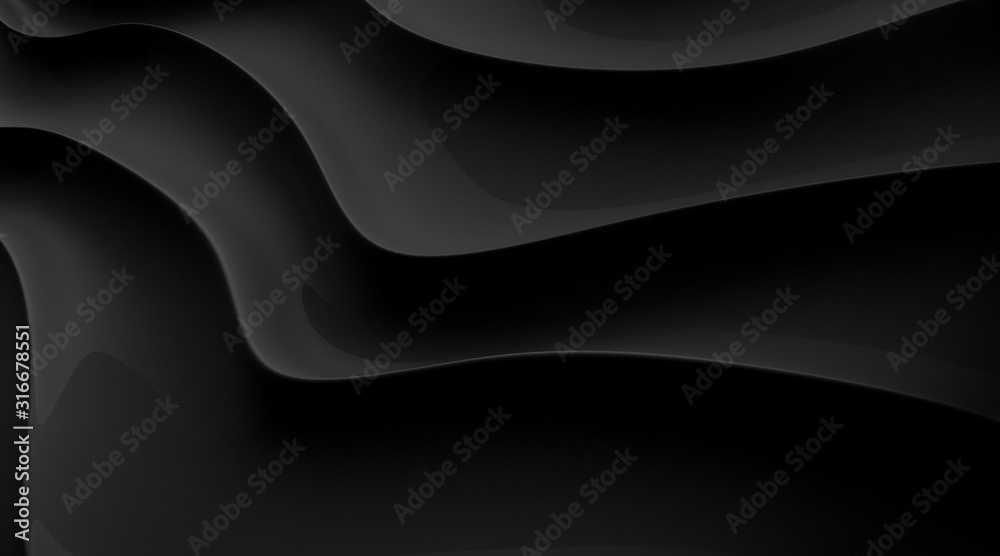 Leinwandbilder abstract of dark smooth shape for architectural conceptual, curve line ,free form. 3d rendering