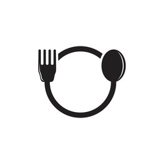 spoon fork circle geometric logo vector