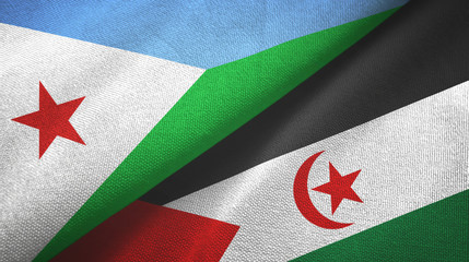 Djibouti and Western Sahara two flags textile cloth, fabric texture