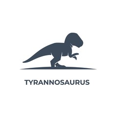 Vector Logo Illustration Tyrannosaurus Silhouette Style