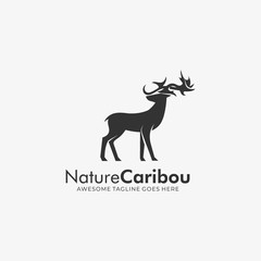Vector Logo Illustration Nature Caribou Silhouette Style