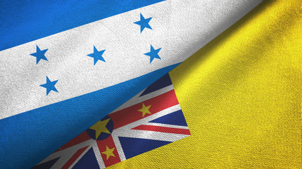Honduras and Niue two flags textile cloth, fabric texture