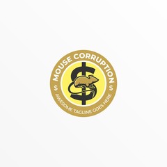 Vector Logo Illustration Mouse Corruption Vintage Badge