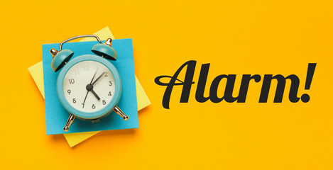 Alarm of vintage clock, business reminder.