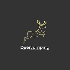 Vector Logo Illustration Deer Jumping Line Art