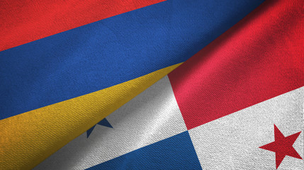 Armenia and Panama two flags textile cloth, fabric texture