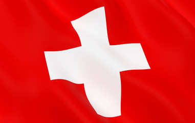 National Fabric Wave Closeup Flag of Switzerland