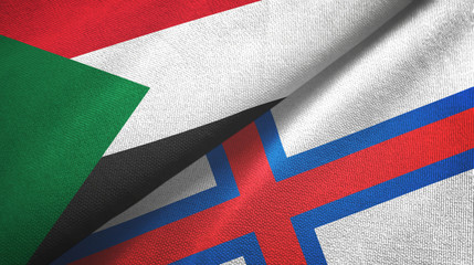 Sudan and Faroe Islands two flags textile cloth, fabric texture