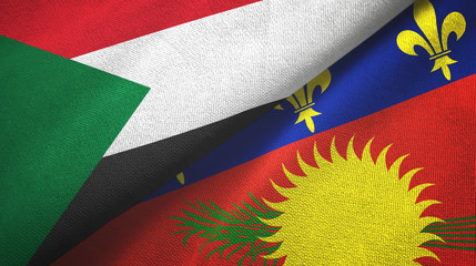 Sudan and Guadeloupe two flags textile cloth, fabric texture