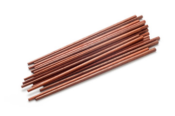 Wooden chopsticks isolated on white background