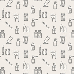Medical seamless pattern. Pharmaceutical icons pattern background. Vector graphics