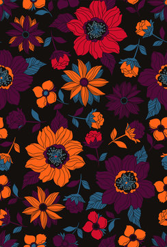 autumn fall seamless floral pattern