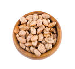 Pinto beans an isolated on white background. top view