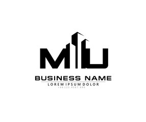 M U MU Initial building logo concept