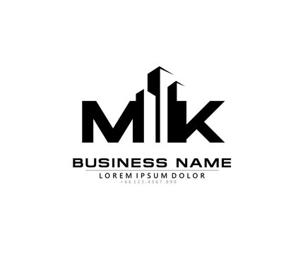 M K MK Initial building logo concept