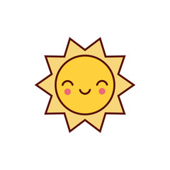 cute sun kawaii comic character icon