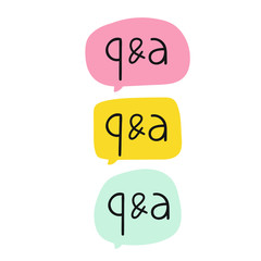 Speech bubbles - q and a or question and answer. Vector illustrations on white background.