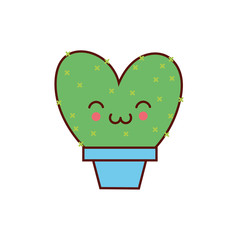 cute cactus plant in pot kawaii character icon