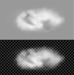 White fluffy cloud. Vector realistic image