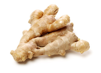 fresh ginger on white background 