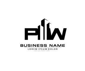 P W PW Initial building logo concept
