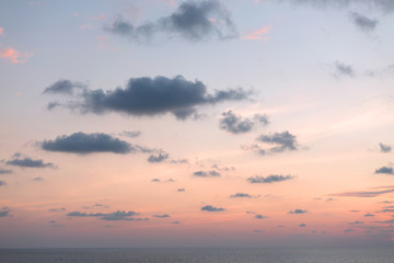 Beautiful pink color clouds on the sky.