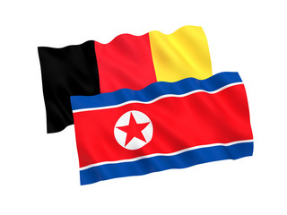 Flags of Belgium and North Korea on a white background