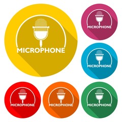 Microphone icon isolated with long shadow