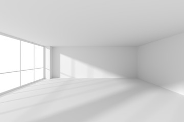 Naklejka na ściany i meble White empty business office room with sunlight from large windows