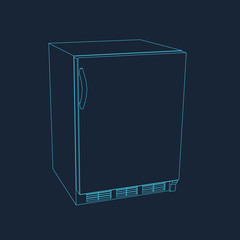 Mini freezer. Vector outline illustration.