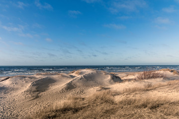 Baltic sea coast in warm winter day.