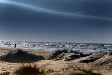 Baltic sea coast in warm winter day.