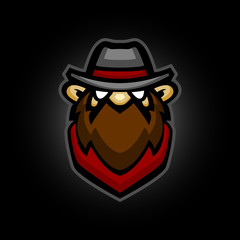 cute cowboy logo, cowboy with beard icon