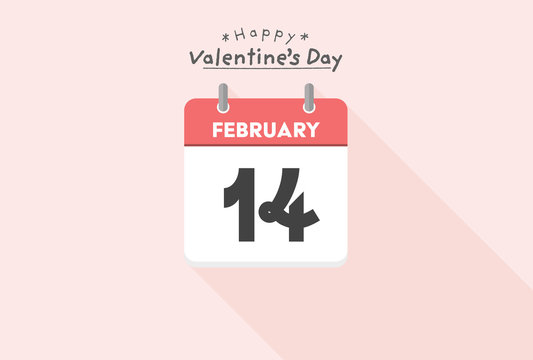 バレンタインデーのイメージ素材：シンプルで見やすい日めくりカレンダー - 2月14日