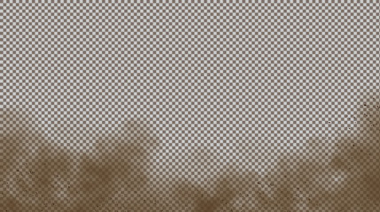 Dust cloud with small particles or grains of sand isolated on a transparent background. Dirty sandy cloud vector illustration.Smoke.