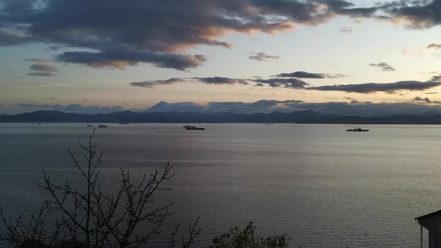 Seascape with a view of the Avachinsky Bay. Kamchatka, Russia