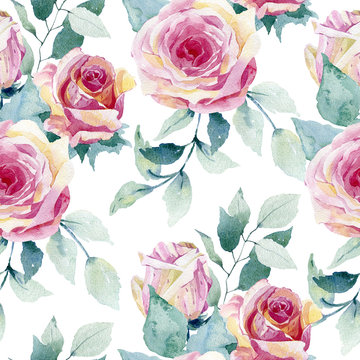 watercolor pattern of roses