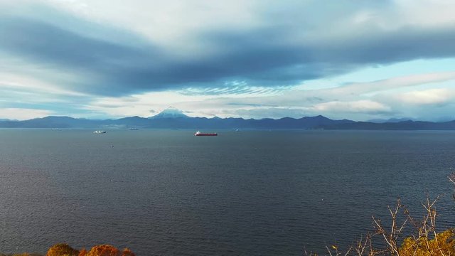 Seascape with a view of the Avachinsky Bay. Kamchatka, Russia
